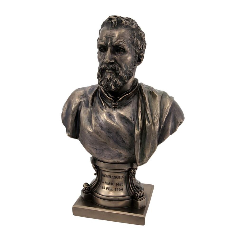 Michelangelo Bronze Finish Bust Statue Artist